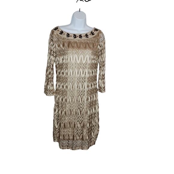 Hale Bob Gold Woven Knit Boatneck Dress NWOT - Picture 4 of 16